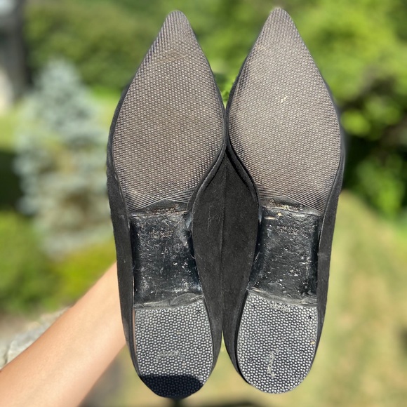 Giorgio Armani Suede Black Flats Pointed Toe Italy - Picture 2 of 5